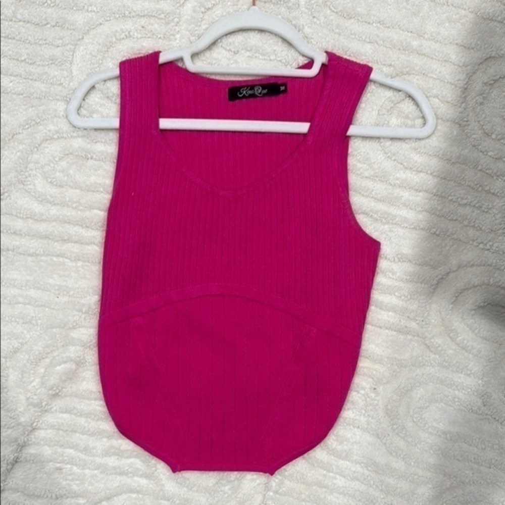 Hot Pink Sleeveless Knit Top